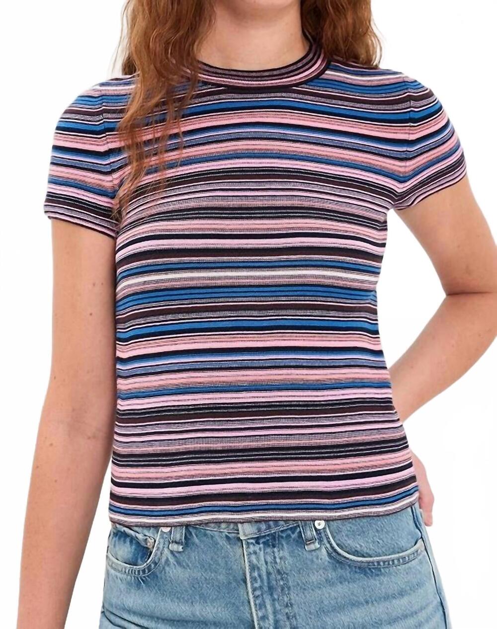 NEW PISTOLA selene short sleeve sweater tee in egyptian multi stripe